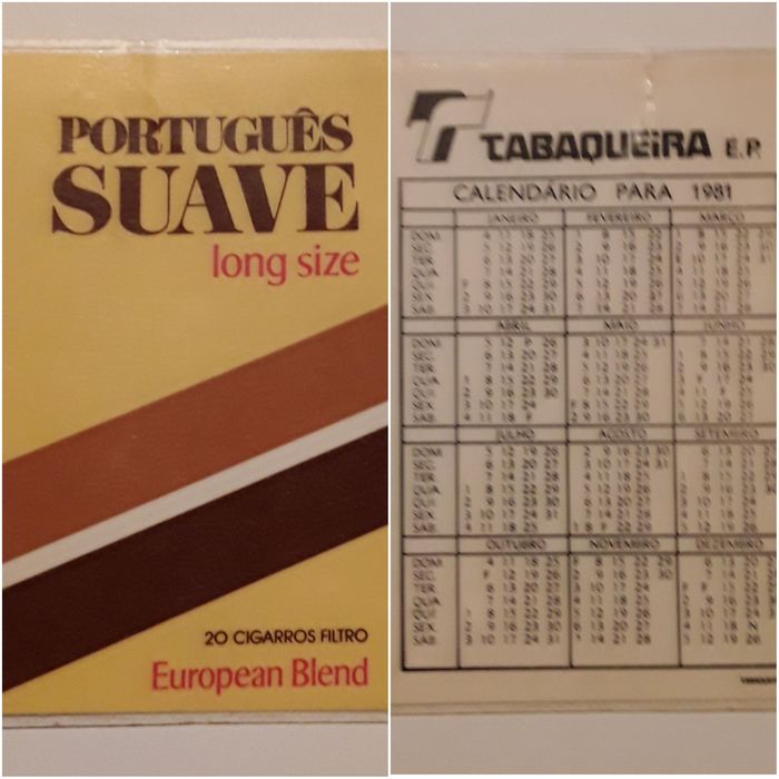 Conjunto 4 calendários de bolso plasrificados da Tabaqueira E.P