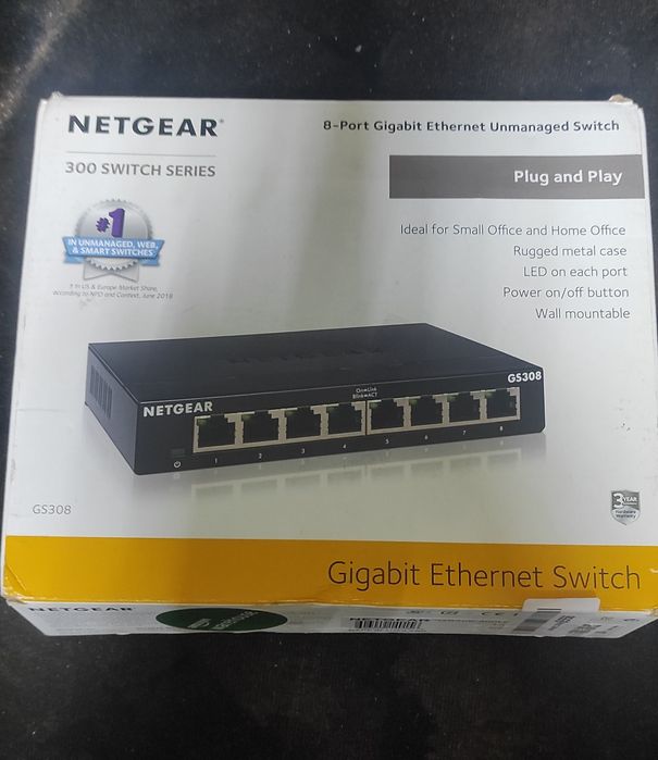 коммутатор, switch NETGEAR GS308-300uks с 8 портами Gigabit