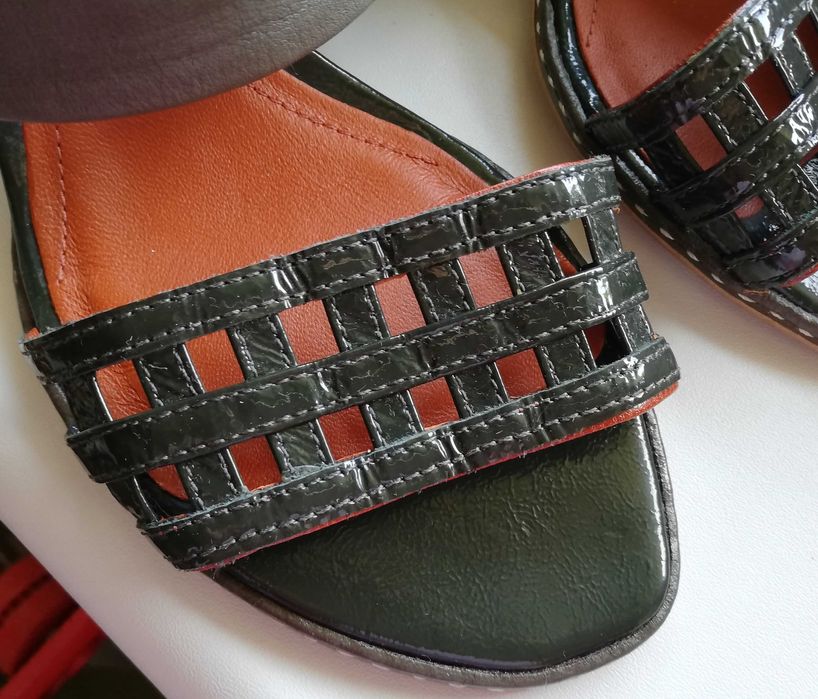 nowe skórzane sandały damskie na klocku 35 / 35,5 skóra naturalna