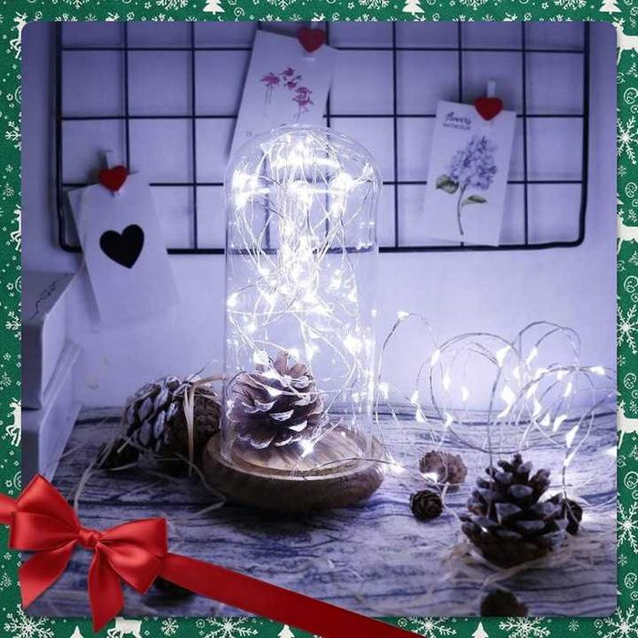 Lampki Druciki Led 2m 20 Lampek Białe Zimne Na Baterie Ozdobne