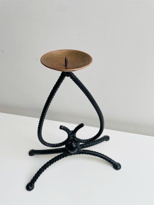 Metaloplastyka świecznik z czasów PRL, 27x23cm, vintage