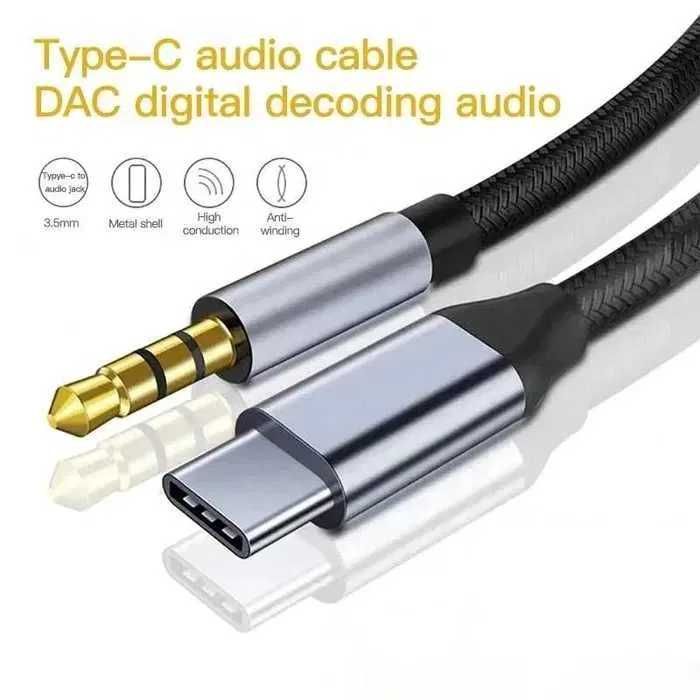 Кабель USB Type-C Male to Audio Cable 3.5мм Male для смартфонов 1 метр