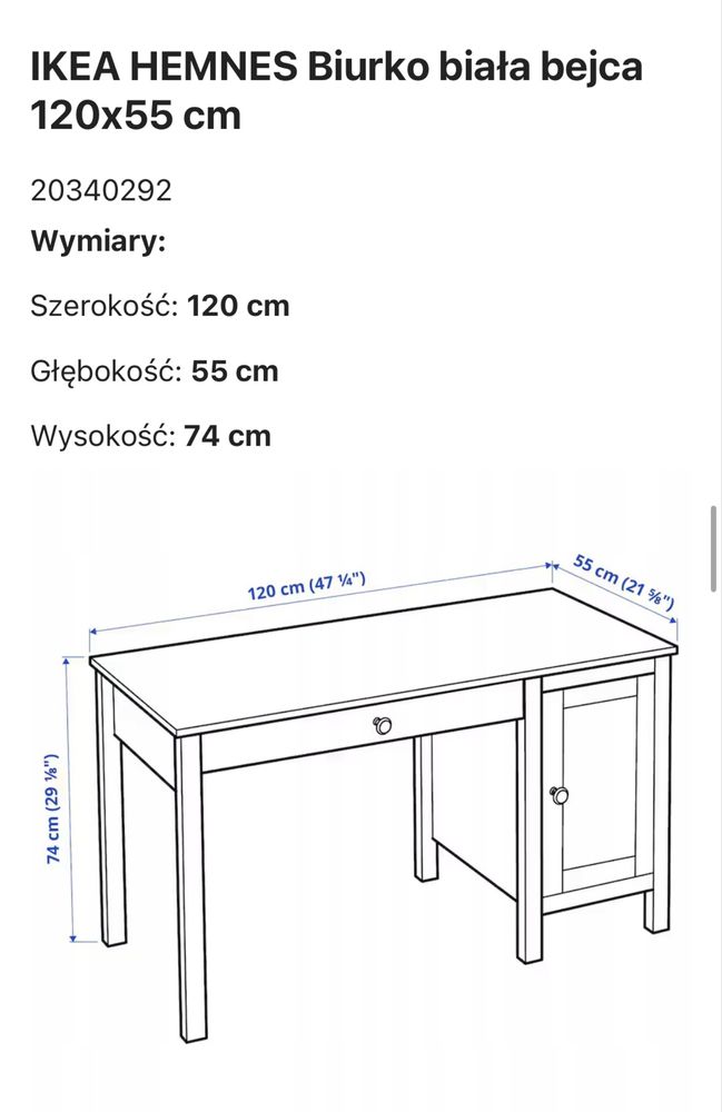 Białe biurko HEMNES