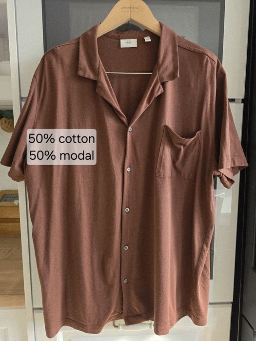 Koszula Mango męska XXL brązowa bawełna jesień