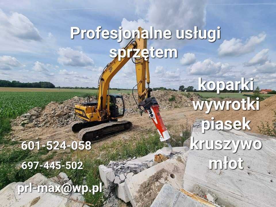 Niwelacja terenu rownanie spychem piach piasek ziemia koparka wywrotka