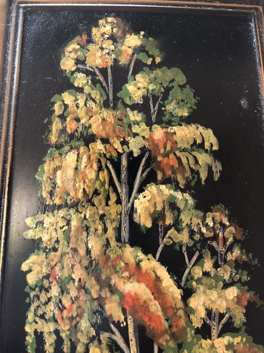 Винтажная картина медь масло пейзаж