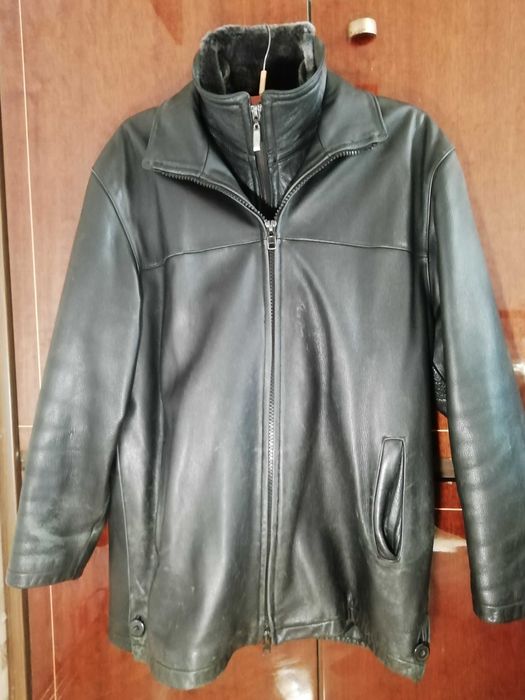 Зимова чоловіча шкіряна куртка