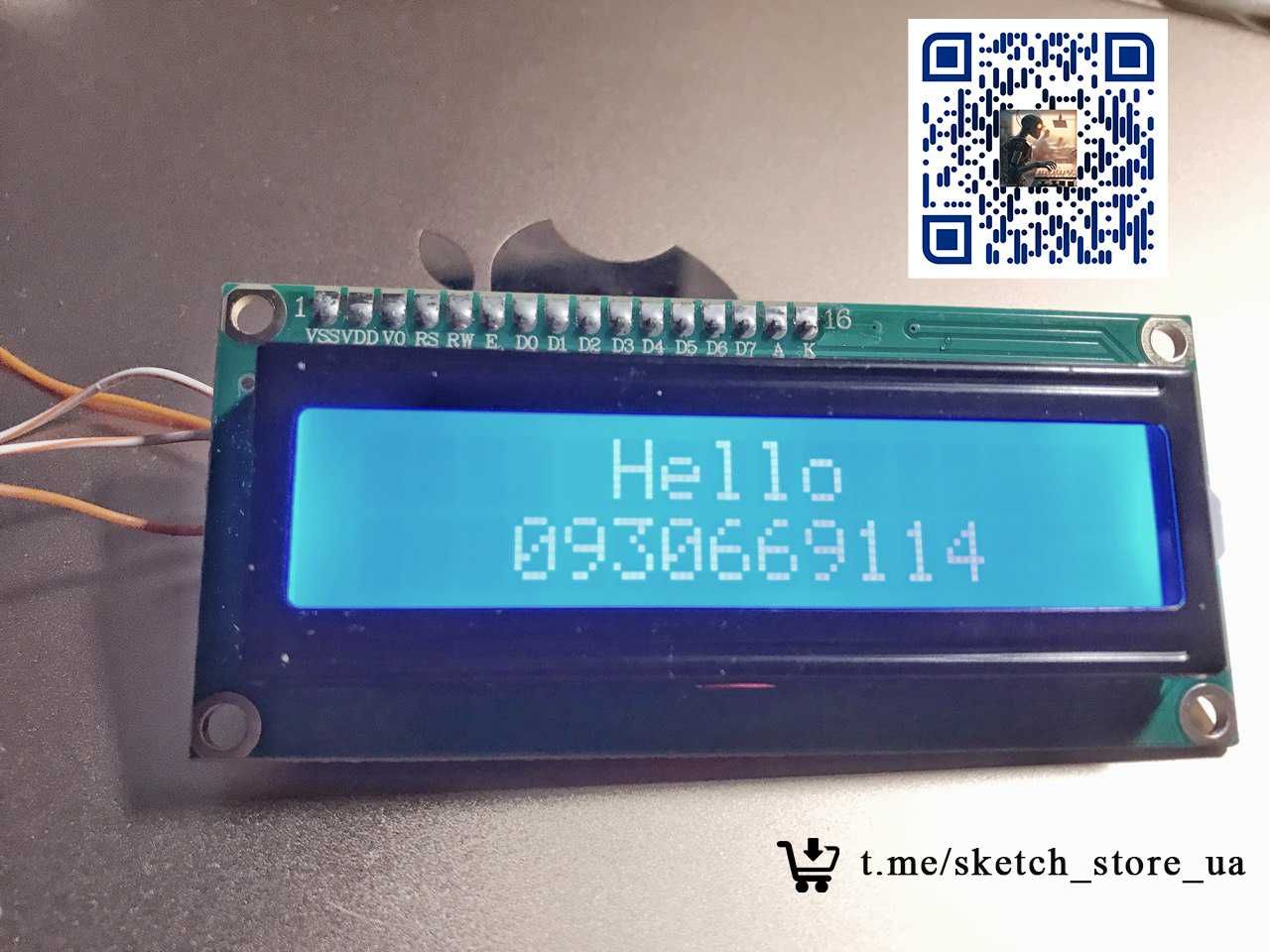125грн LCD 1602 16х2 модуль с припаянным i2c (Arduino)