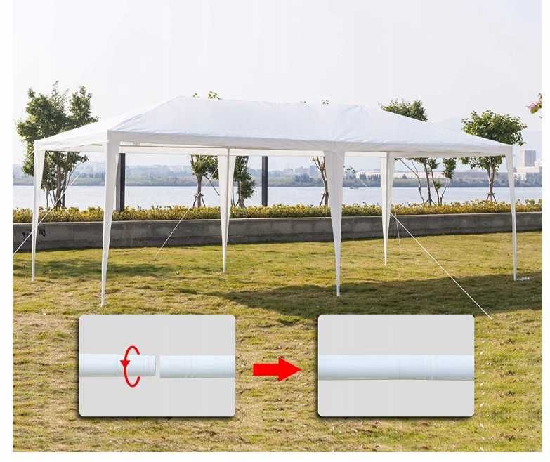 Nowy Pawilon 6x3m wys 2,5m Boczne Ściany Wodoodporny BIAŁY Imprezy W-a