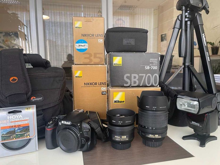Nikon D3100, DX 18-105mm, DX 35mm, SB-700(new), штатив+фильтр+сумка
