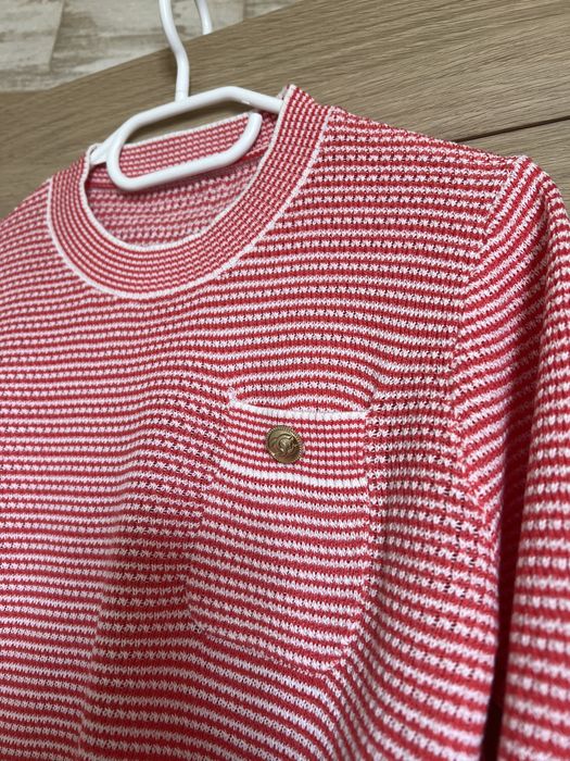 Трикотажна жіноча футболка кофта у смужку chanel