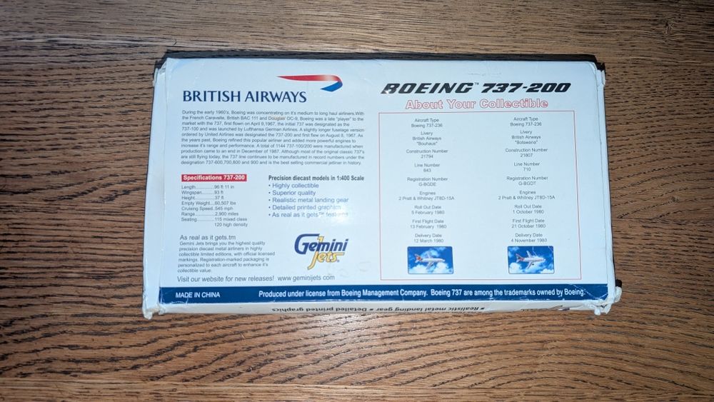 Колекційні літачки Boeing 737-200 Gemini Jets