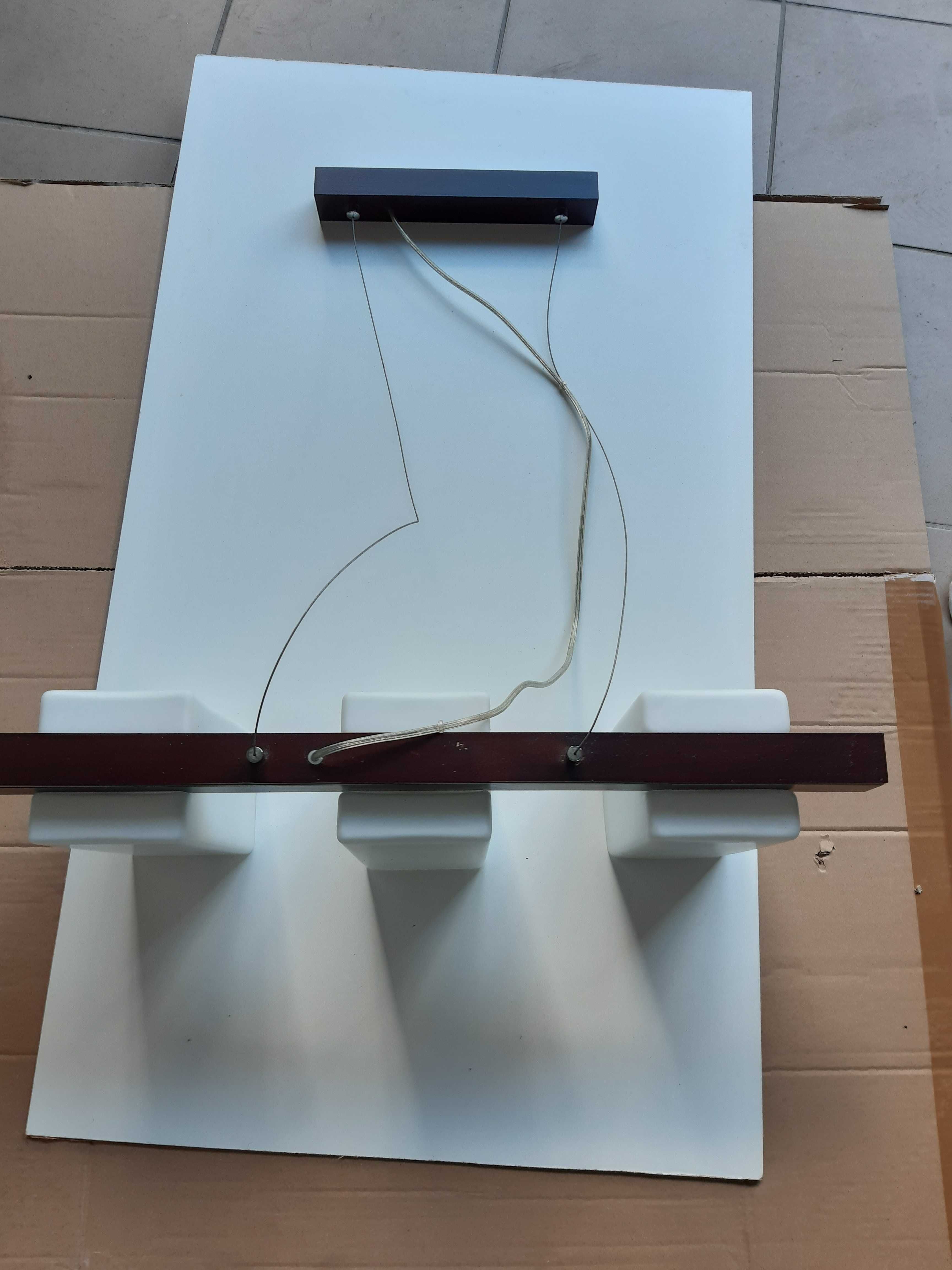 Lampa wisząca z potrójną oprawą,wenge