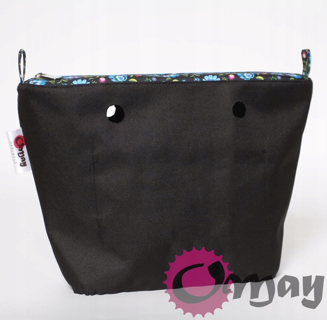 organizer OBAG MINI czarny folk błękit 2 kieszenie wkład OMAY.PL