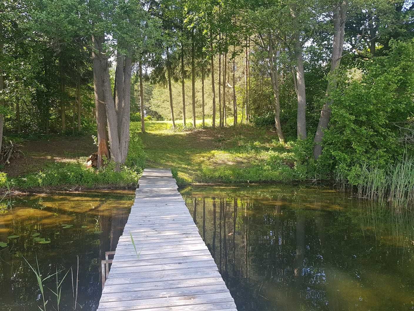 Domek na ogromnej działce z własną plażą i pomostem