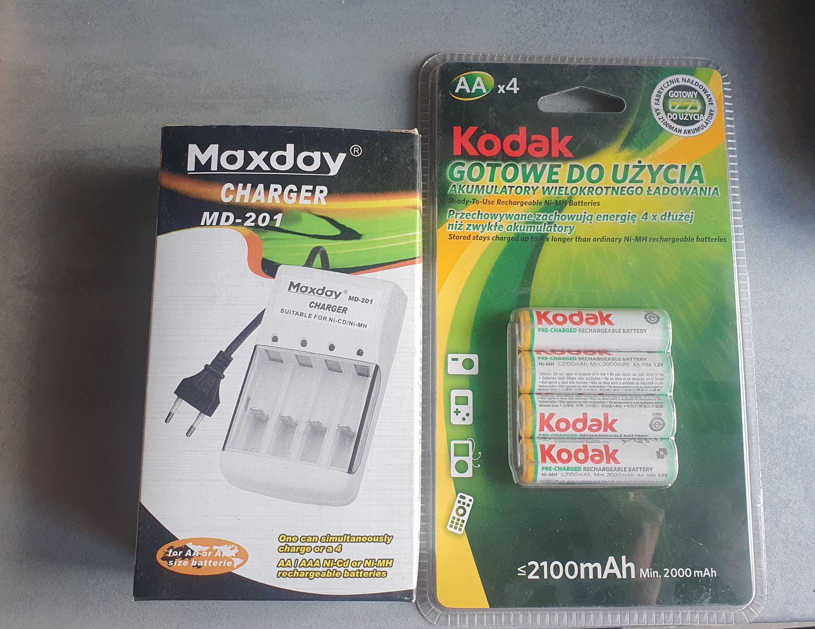 Zestaw akumulatorów KODAK + ładowarka MAXDAY CHARGER MD-201