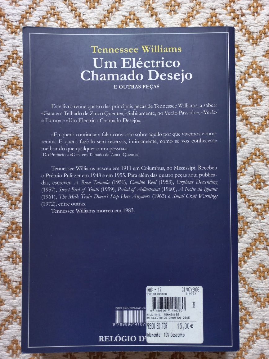 Tennessee Williams NOVO Elétrico Chamado Desejo/Abel Neves 1a edição