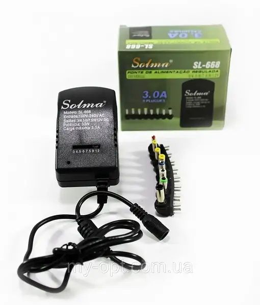 Зарядное устройство Solma SL-668 3А, 30W с набором переходников