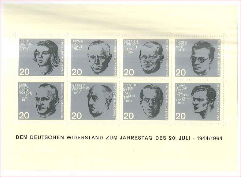 Znaczki pocztowe - Briefmarken Dem deutschen Widerstand 1944 : 1964.