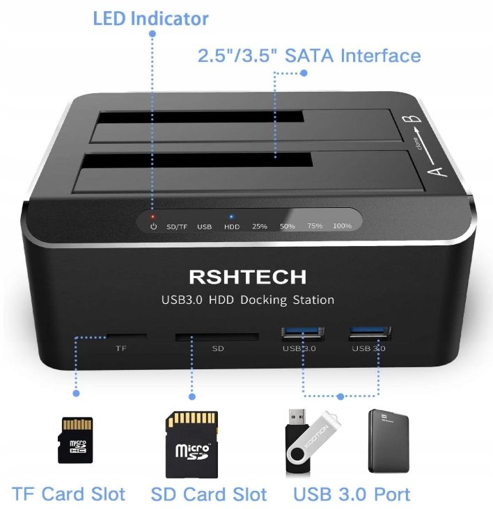 RSHTECH Stacja dokująca dysku twardego USB 3.0 do Dysków POWYSTAWOWY