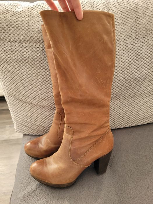 Kozaki skórzane brązowe