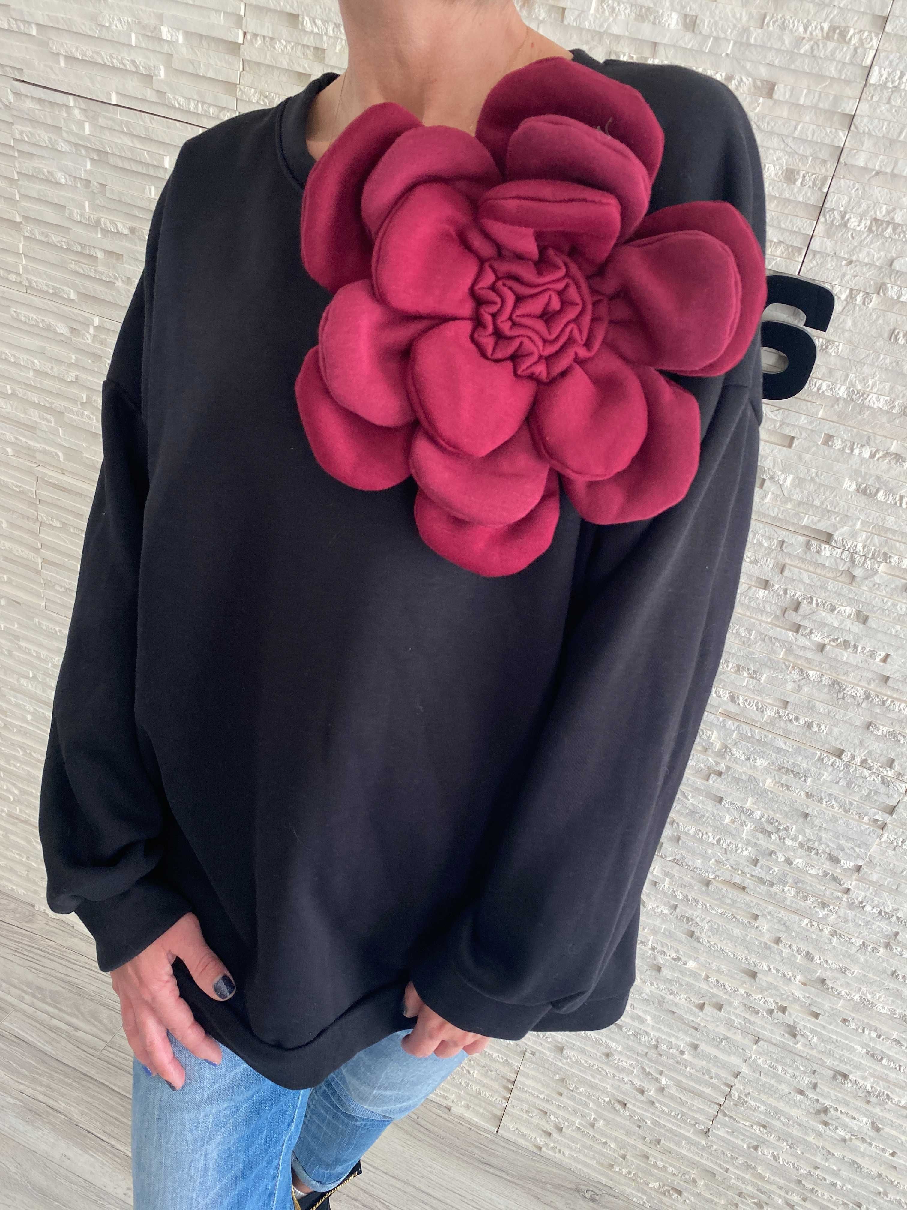 New collection nowa bluza oversize broszka kwiat 3D