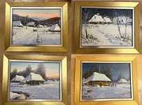 Piękne 4 obrazy w ramach, autor Z. PLISZAK obraz zima 49x39