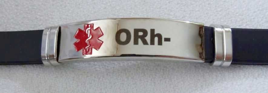 0Rh- bransoletka z grupą krwi silikon jubilerski wszystkie grupy