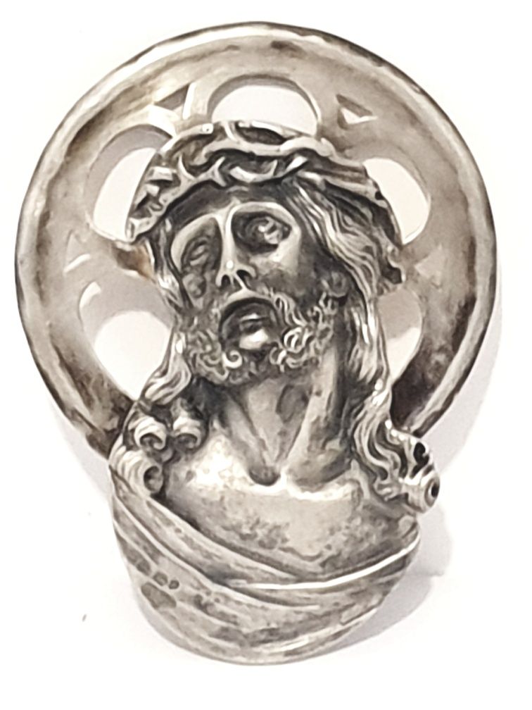 Fantástica antiga escultura em prata javali II - Ecce Homo