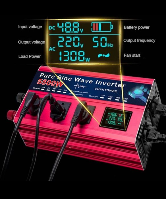 Інвертор преоброзователь напруги 12v-220v чистий сінус 4000w