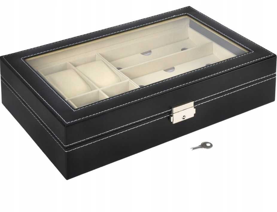 Organizer Szkatułka na Zegarki Okulary Pudełko Etui Prezent Eleganckie