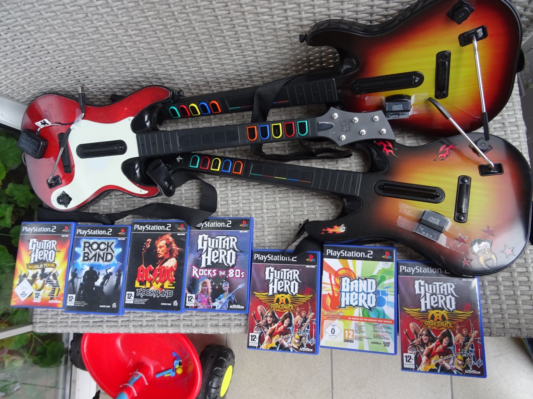 Konsola Playstation 2 Ps2 pady Singstar Kierownica Network Buzz Gitara