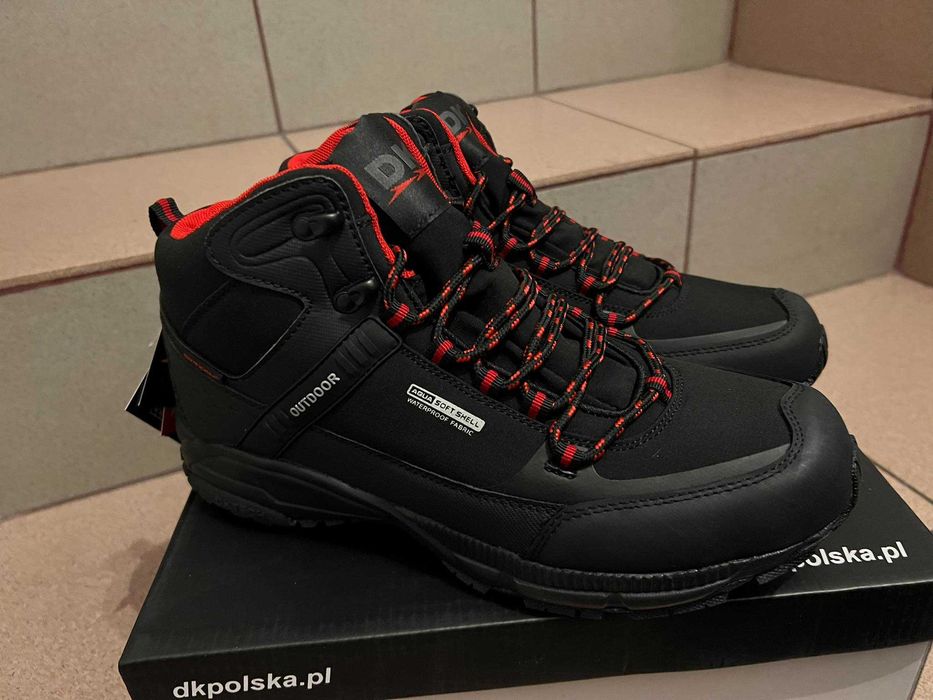 Buty Męskie Zimowe Czarno/Czerwone DK nr 43