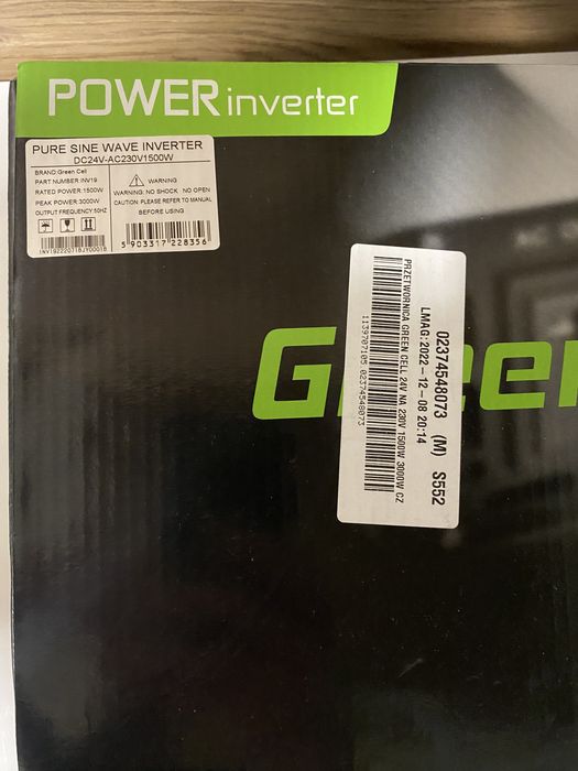 Перетворювач (інвертор)Green Cell 24V / 230V 1500W / 3000W