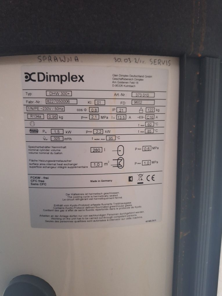 Pompa ciepła c.w.u Dimplex DHW 300+