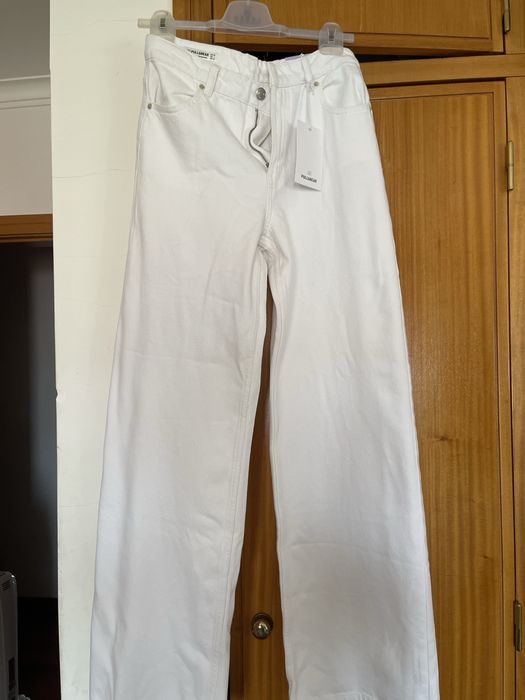 Calças de ganga Zara azul e brancas Pull &Bear