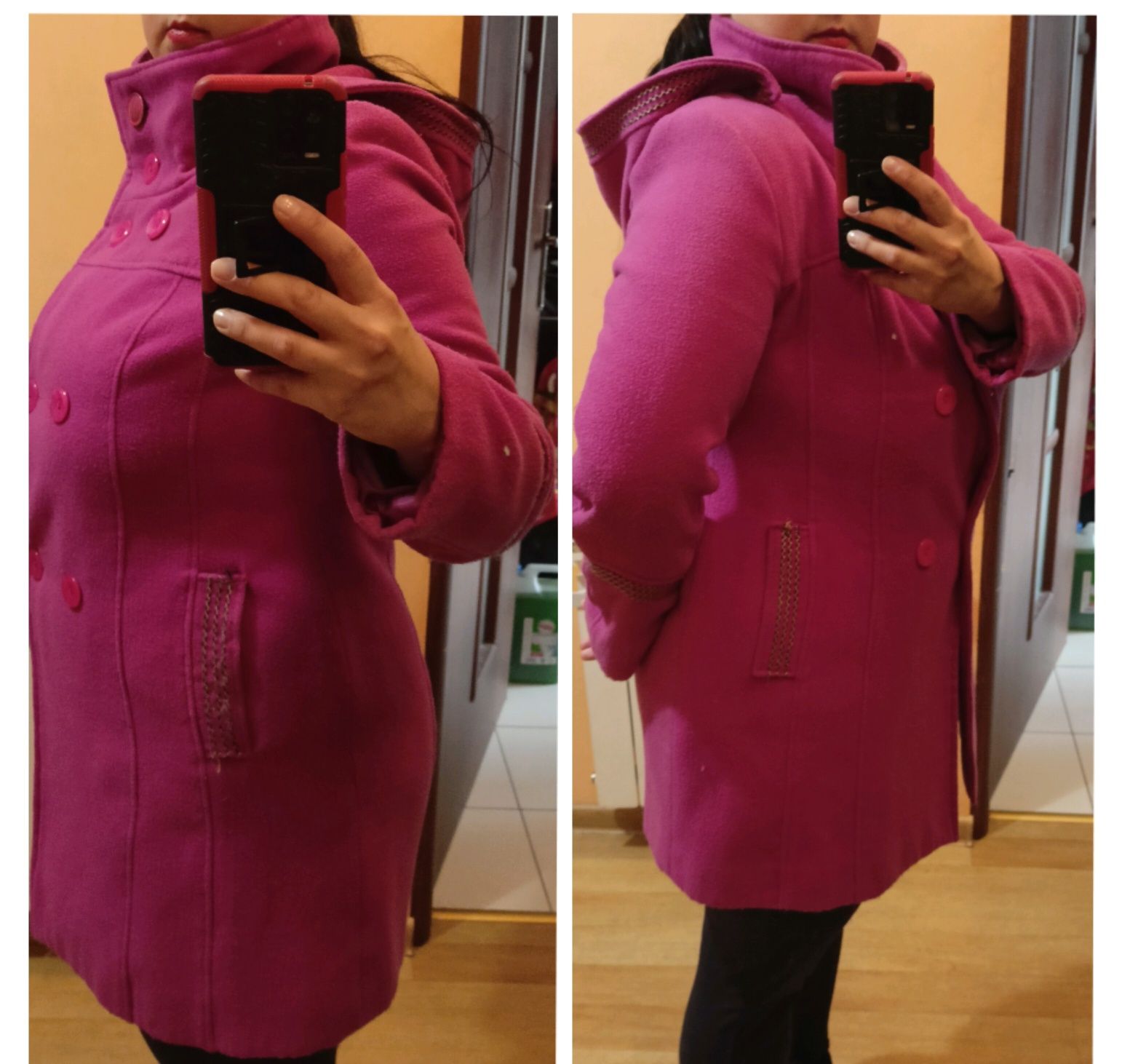 Różowy damski Płaszcz na zimę 42 - 44 (XL - 2 XL)