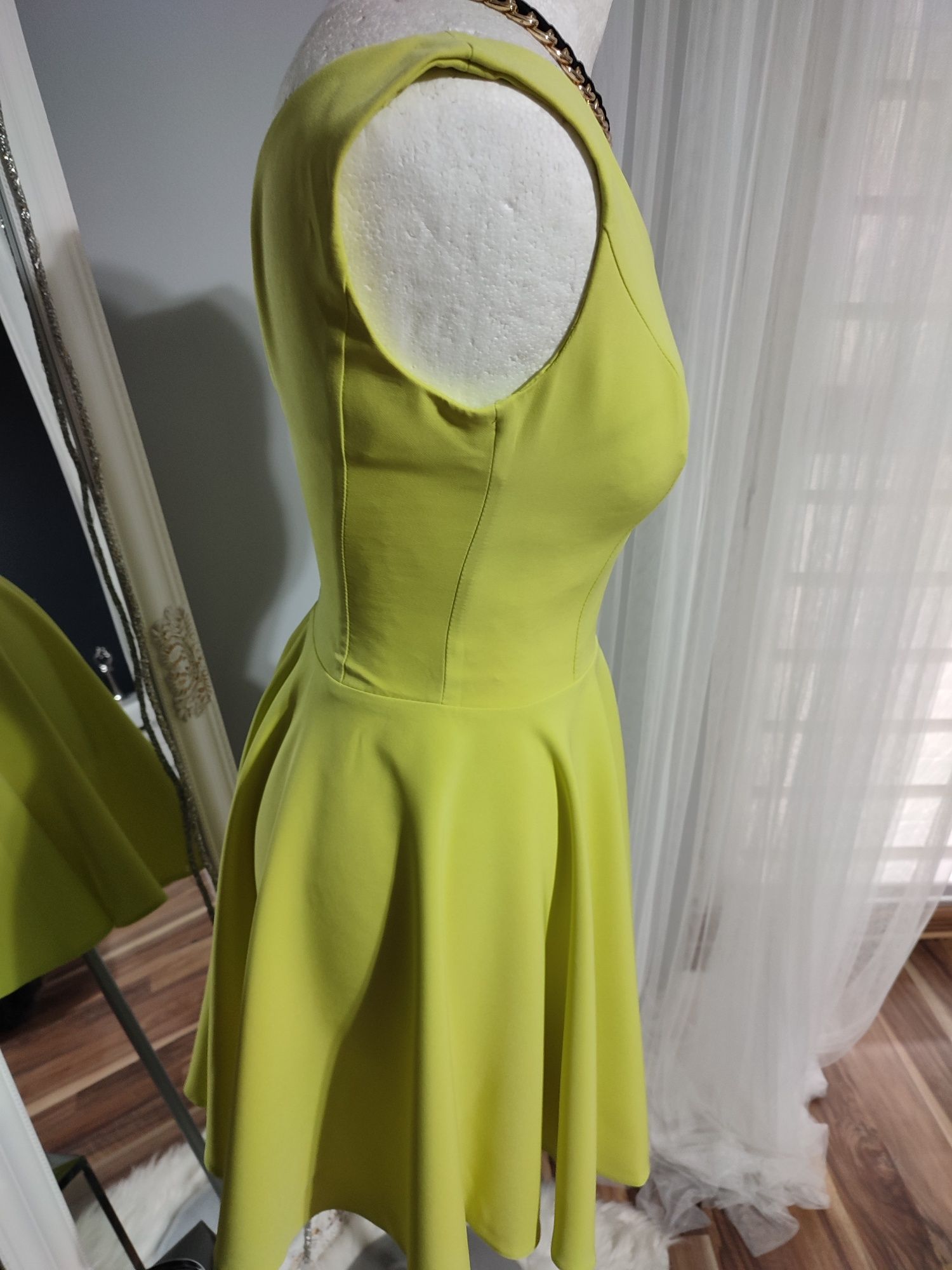 Limonkowa sukienka XS NOWA