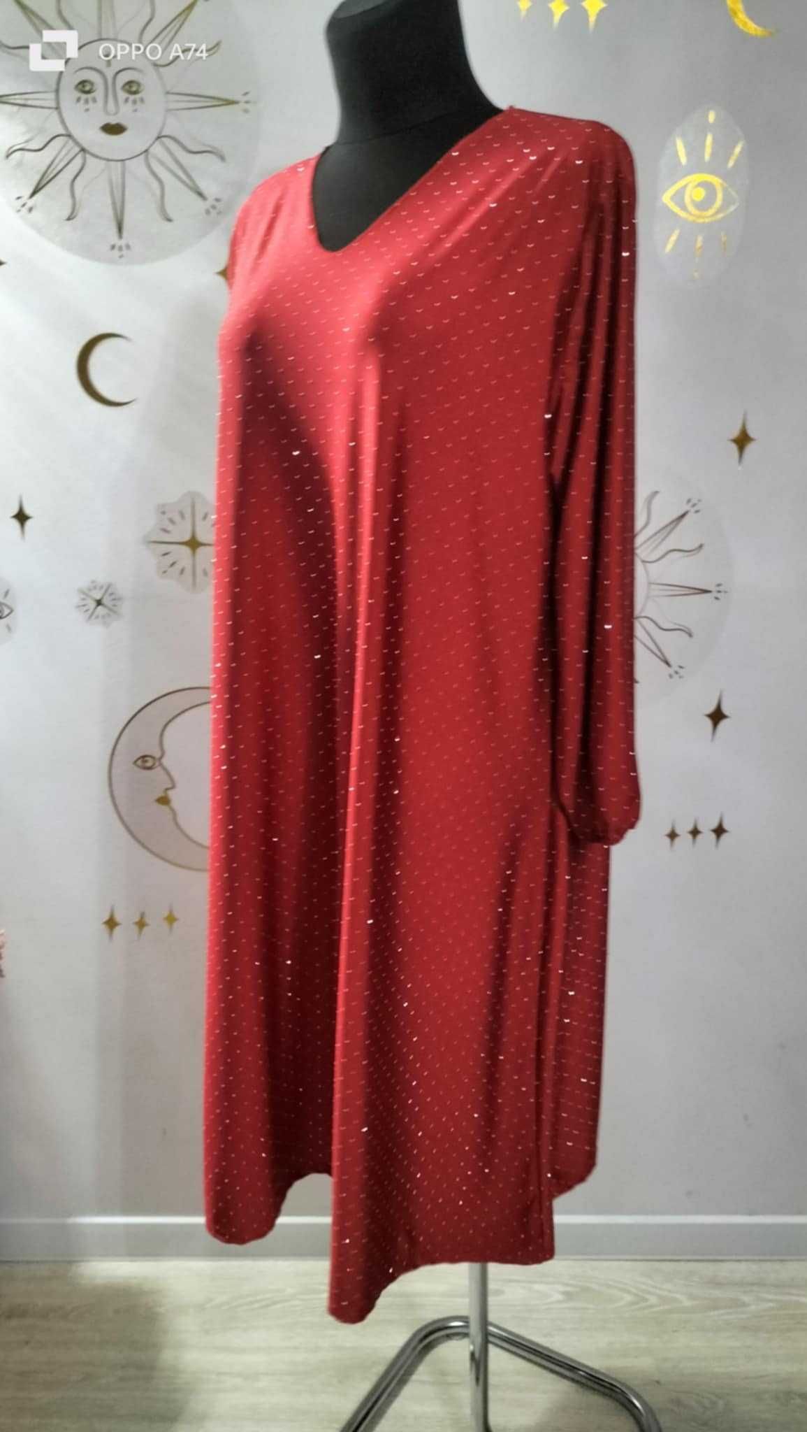 Wikiland Plus Size 46-52 Piękna sukienka wysadzana cyrkoniami Dekolt V