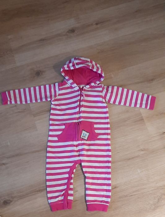 Bawełniany pajacyk 92 pepco pajac z kapturem w paski