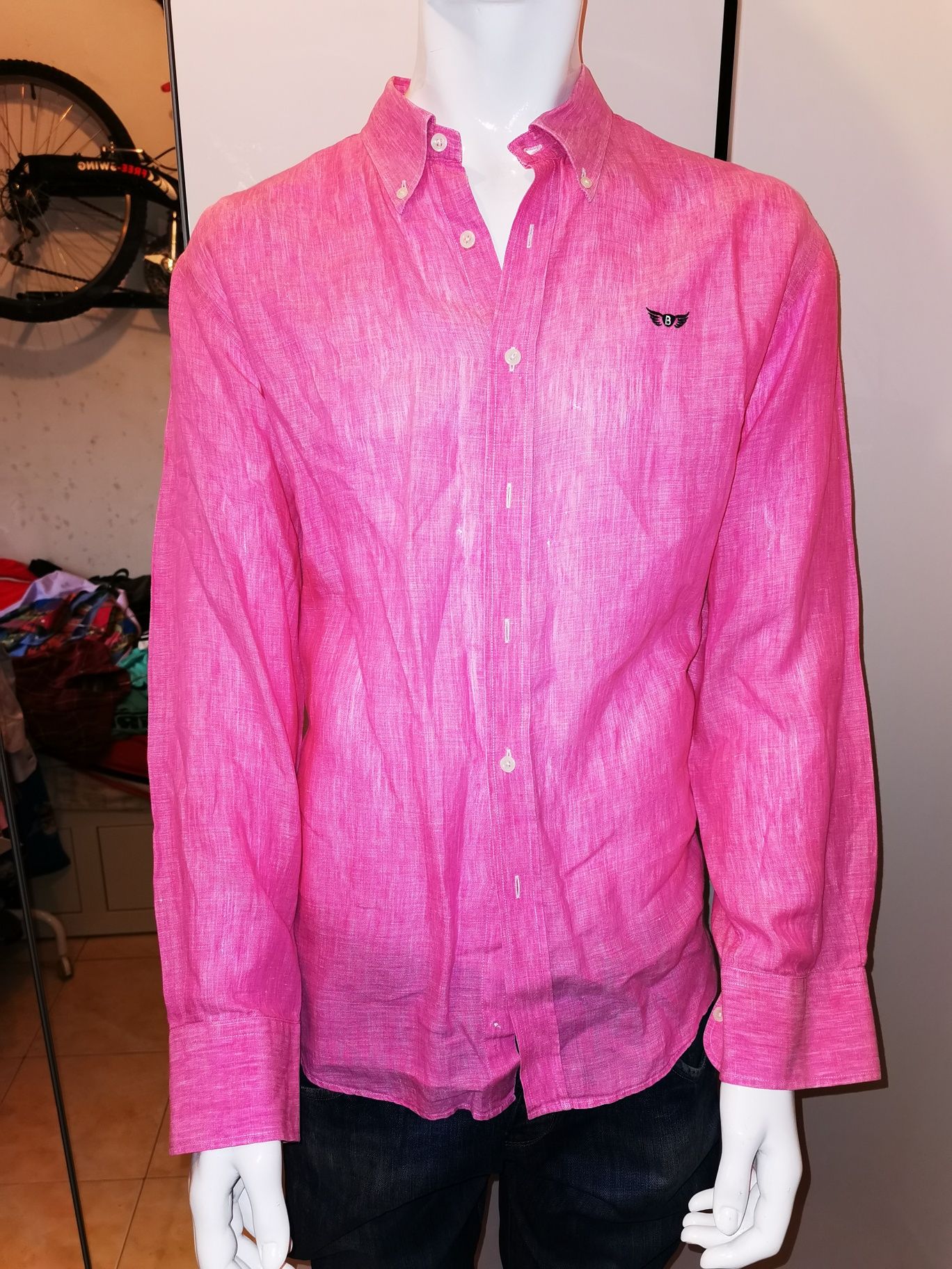 Camisa Rosa Slim Fit Mr. Blue Tam XL