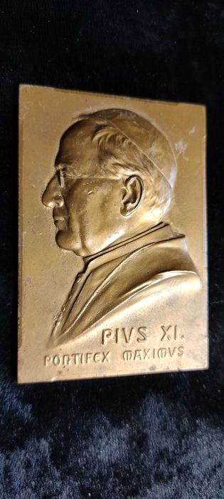 Stara plakieta z brązu Pius XI