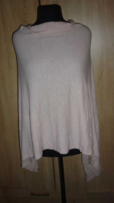 Cadenza- wełniane ponczo z kaszmirem różowe