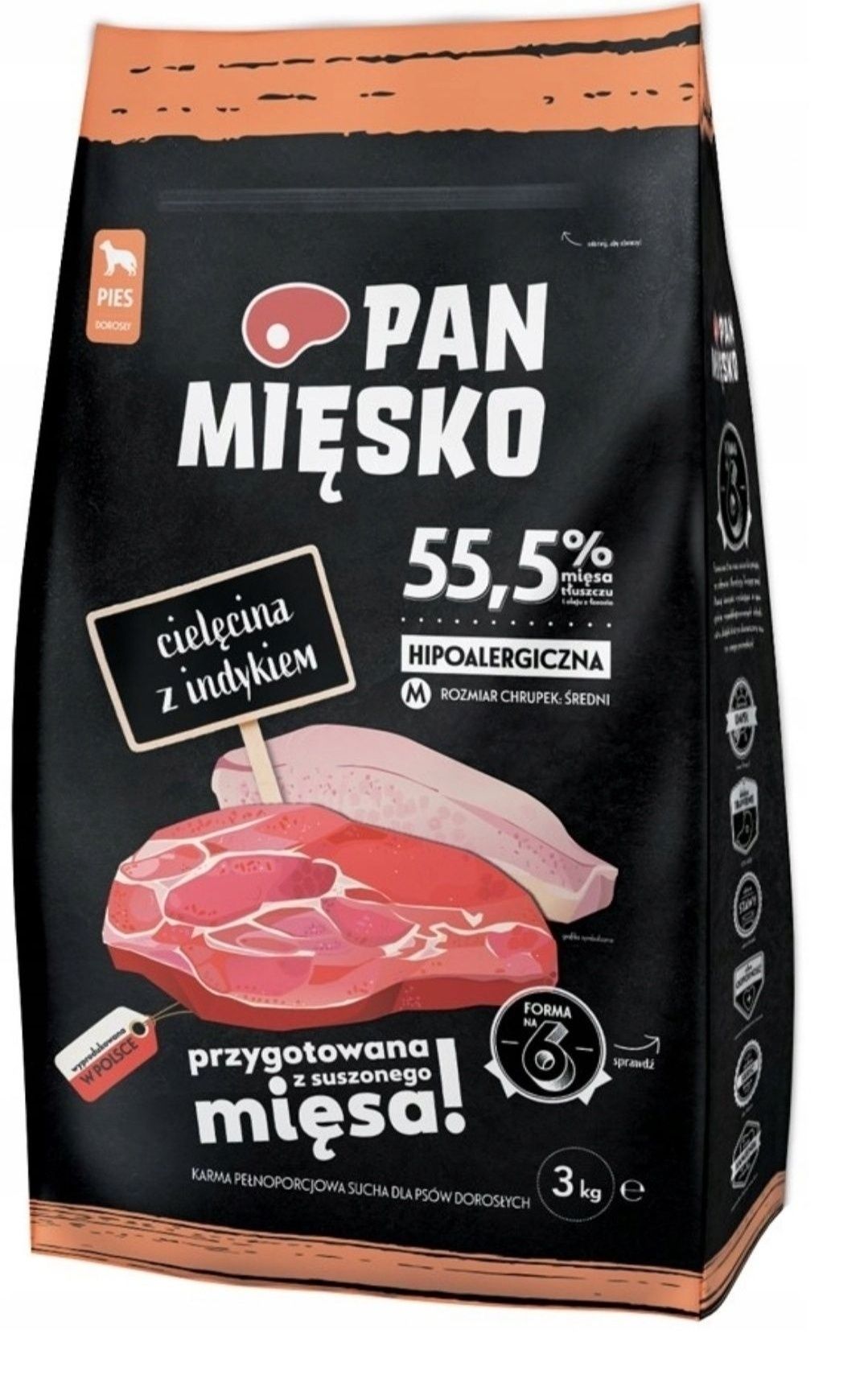 Pan Mięsko Hipoalergoczna Karma dla Psów Cielęcina Indyk 3kg