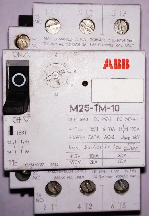 Автомат захисту електродвигуна M25-TM-10 ABB