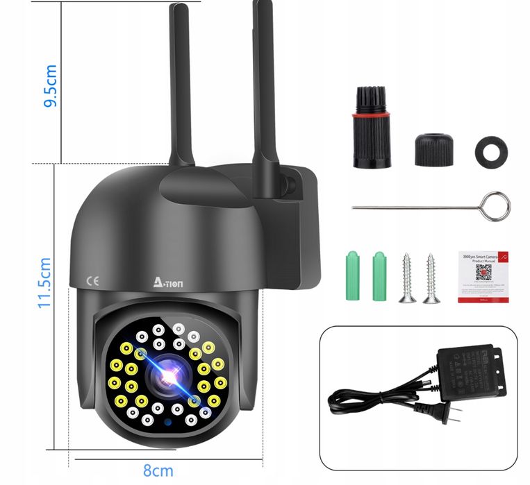Kamera Zewnętrzna Obrotowa Monitoring Wifi Wodoodporna