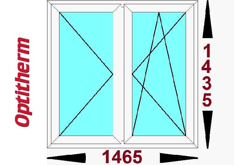 Okna PCV 1465 x 1435 O34 Moderntherm typowe wymiary od ręki