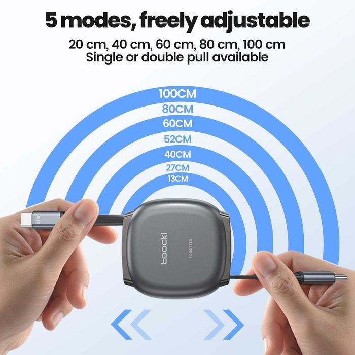 Zwijany kabel USB-C 100W 1m z magnetycznym złączem, szybkie ładowanie