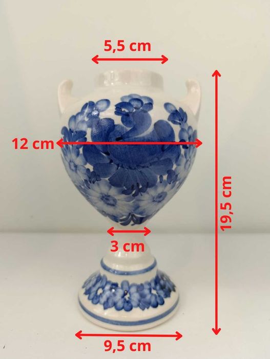 Wazon ceramiczny niebieski amfora fajans ZF KOŁO ręcznie malowany 19,5