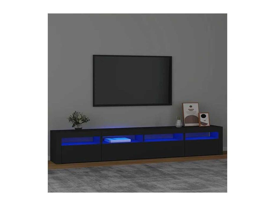 Móvel de TV com Luzes LED – 240x35x40 cm – Preto